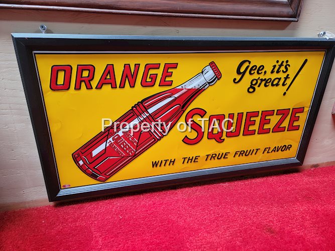 Orange Squeeze "with the true fruit flavor" w/bottle Metal Sign