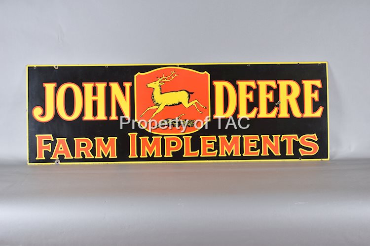 John Deere w/four legged logo Farm Implements Porcelain Sign