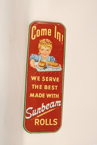 Sunbeam Rolls w/girl logo Come In! We Serve the best made with" sign"