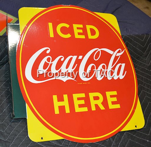 Iced Coca-Cola Here Porcelain Sign (TAC)