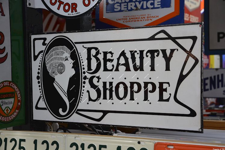 Beauty Shoppe w/lady sign,