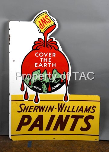 Sherwin-Williams Paints "Cover The Earth" Porcelain Flange Sign