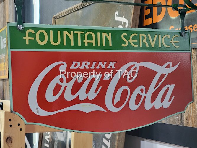 Rare Version Drink Coca-Cola Fountain Service Porcelain Sign