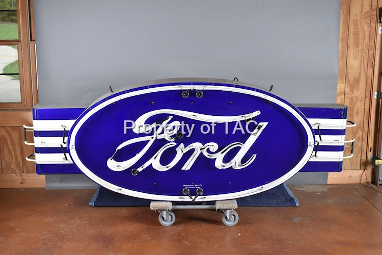 Ford Oval Porcelain Dealership Neon w/Wings Sign