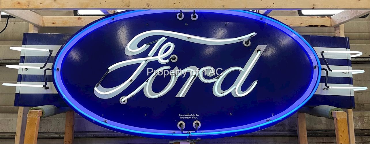 Original Double-Side Ford Oval w/Wings Porcelain Neon Sign