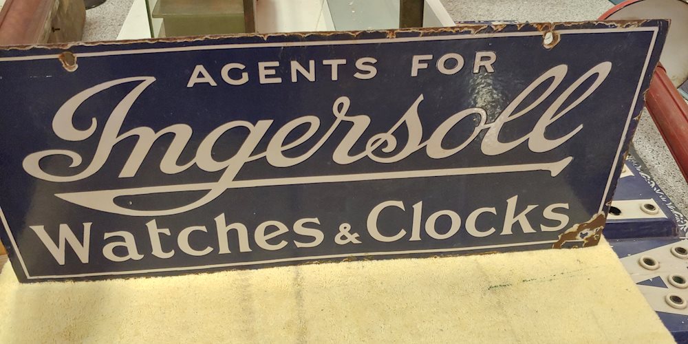 Agents For Ingersoll Watches & Clocks Porcelain Sign