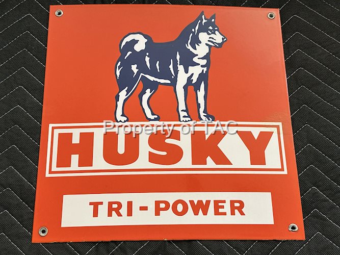 Husky Tri-Power Porcelain Pump Plate Sign