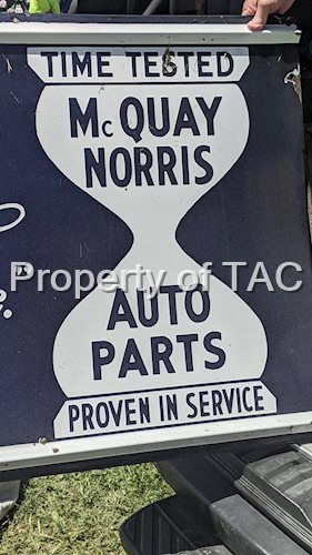 Time Tested McQuay Norris Auto Parts Double Sided Porcelain Sign