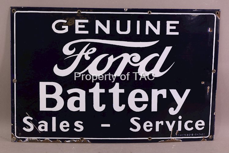 Genuine Ford Battery Sales-Service Porcleain Sign