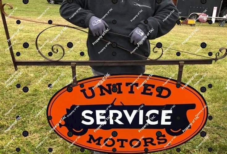 United Motors Service DSP Doulbe Sided Porcelain Sign