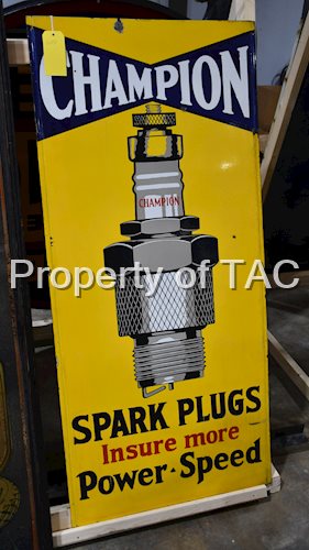 Champion Spark Plugs Insure More Power-Speed Porcelain Sign