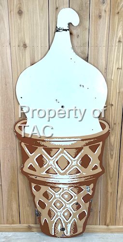 Large Porcelain Ice Cream Cone Sign