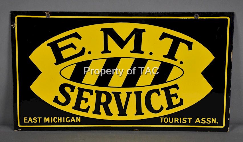 E.M.T. East Michigan Tourist Assn. Porcelain Sign