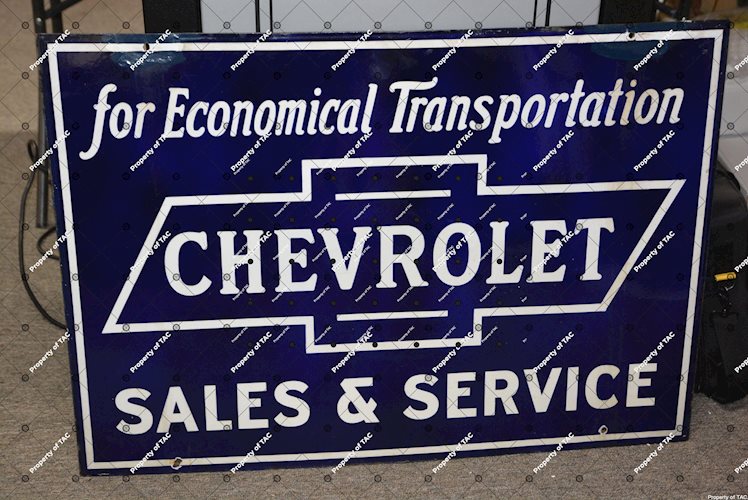 Chevrolet in Bowtie for Economical Transportation" Sales Service sign"