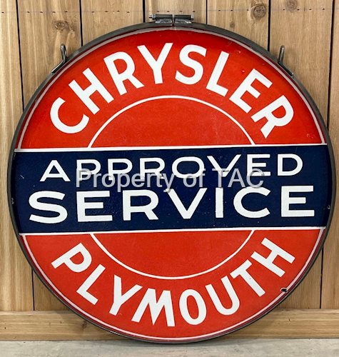 Chrysler Plymouth Approved Service Porcelain Dealership Sign (30)
