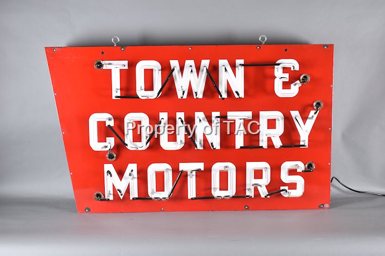 Town & Country Motors Porcelain Neon Sign
