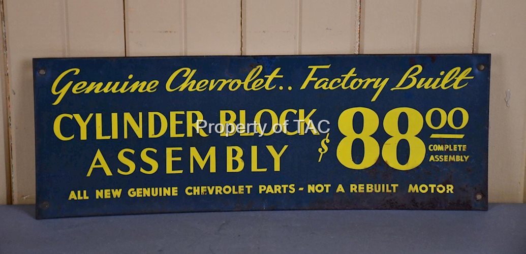 Genuine Chevrolet Factory Built Cylinder Block Assembly Metal Sign
