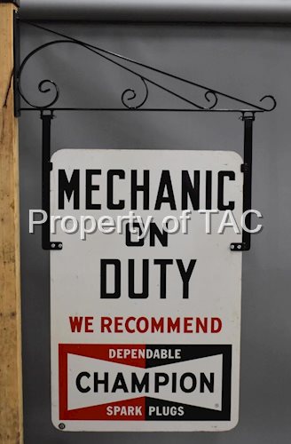 Champion Spark Plugs "Mechanic On Duty" Metal Sign
