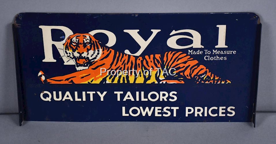 Royal Quality Tailors Lowest Prices w/Tiger Logo Metal Rack Sign