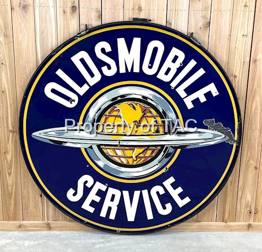 Oldsmobile Service w/Saturn Logo Porcelain Sign