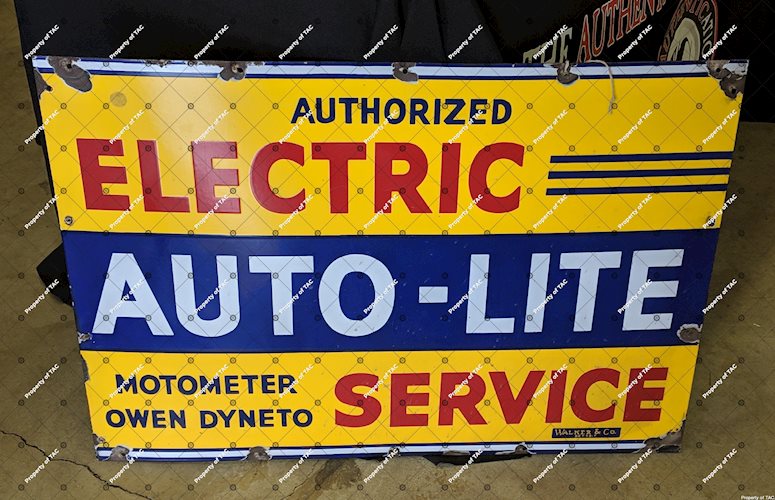 Authorized Electric Auto-Lite Service SSP Single Sided Porcelain Sign