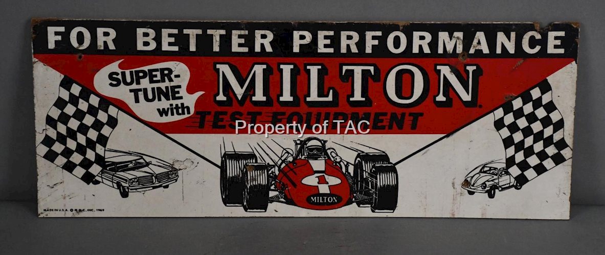 Milton Test Equipment w/Indy Car & More Masonite Sign
