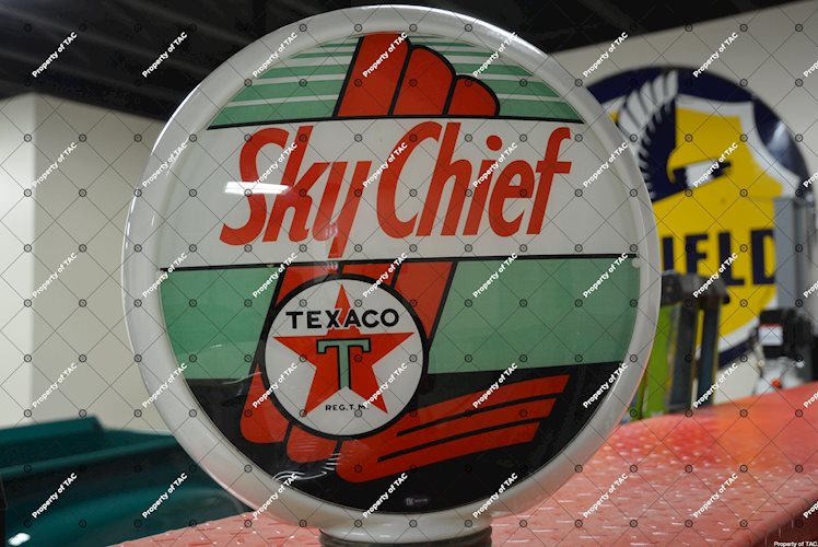 Texaco (black-T) Sky Chief Gasoline 13.5 globe lens"