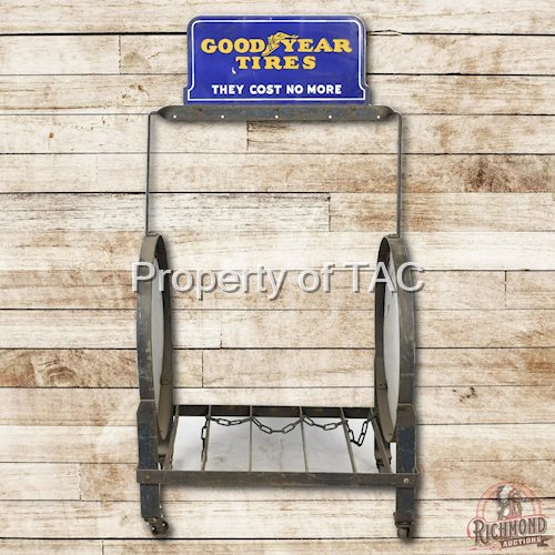 Goodyear Tires w/Winged Foot Logo Porcelain Tire Rack
