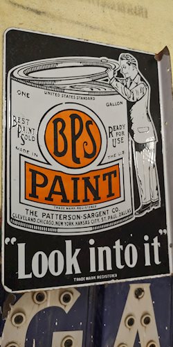 BPS Paint Look into it" Porcelain Sign"