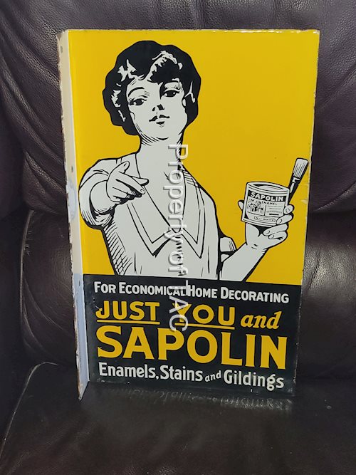 Just You and Sapolin Enamels, Stains, and Gildings Porcelain Flange Sign