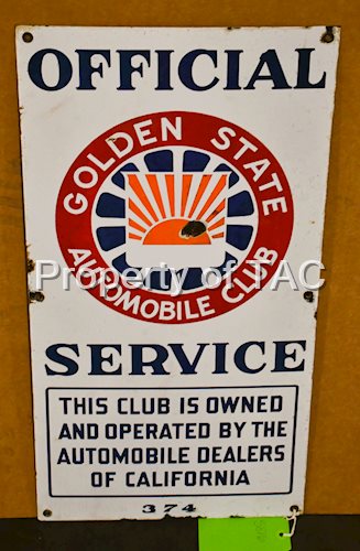 Official Golden State Auto Club Service Porcelain Sign
