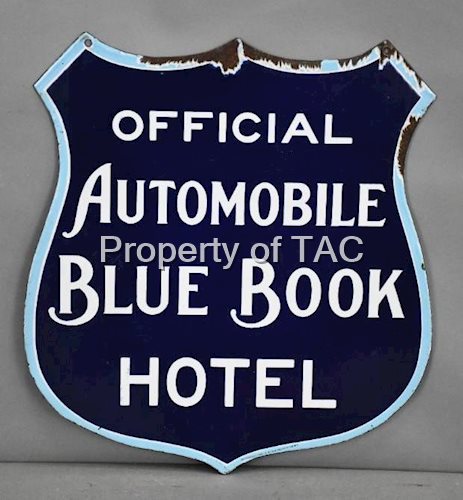 Official Automobile Blue Book Hotel Porcelain Sign