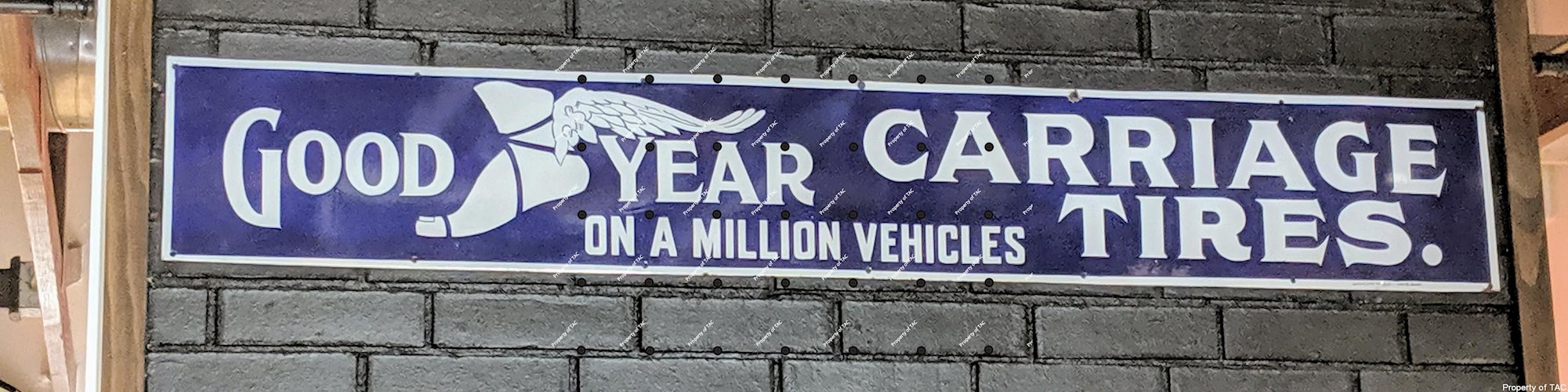 Good Year Carriage Tires on a Million Vehicles SSP Single Sided Porcelain Sign