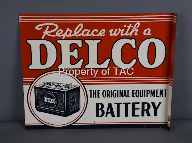 Delco Battery w/Six Volt Image Metal Sign