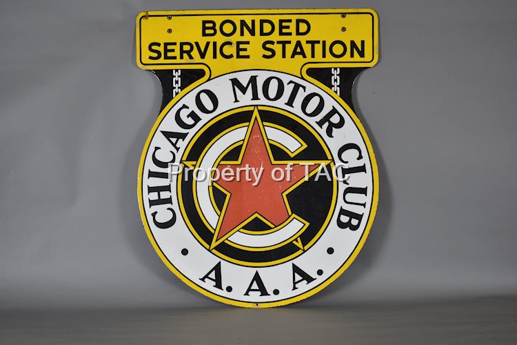Chicago Motor Club A.A.A. Bonded Service Porcelain Sign