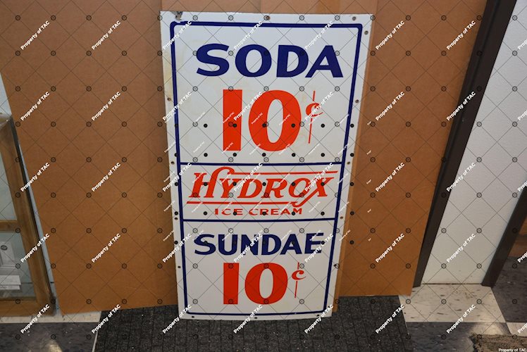 Hydrox Ice Cream Soda Sundae sign