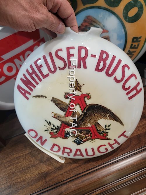 Anheuser-Busch Budweiser "On Draught" OPE Milk Glass Globe