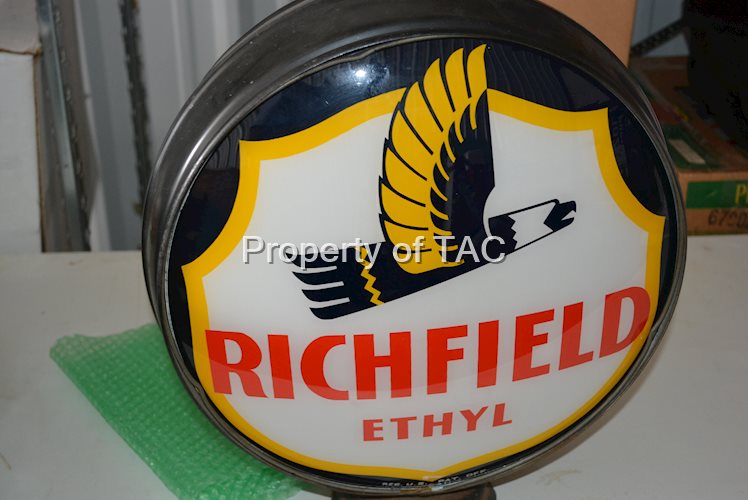 Richfield Ethyl w/Art Deco Logo 15"D. Single Globe Lens