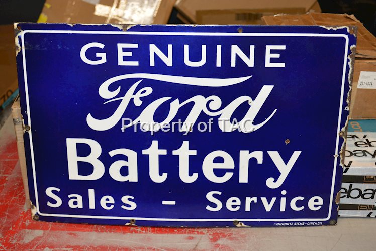 Genuine Ford Battery Sales-Service Porcelain Sign