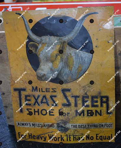 Texas Steer Shoe for Men w/long horn logo Metal Sign