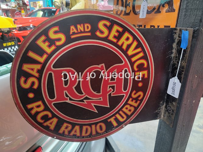 RCA Radio Tubes Sales & Service Metal Flange Sign