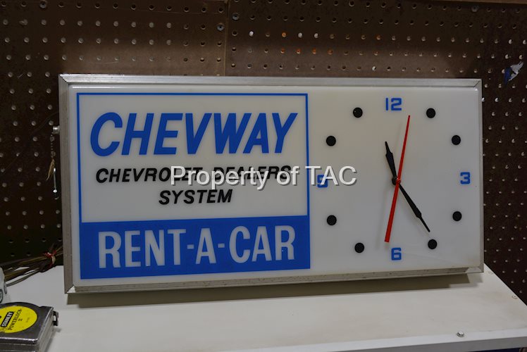 Chevrolet Dealers System Chevway Rent-a-Car Plastic Clock