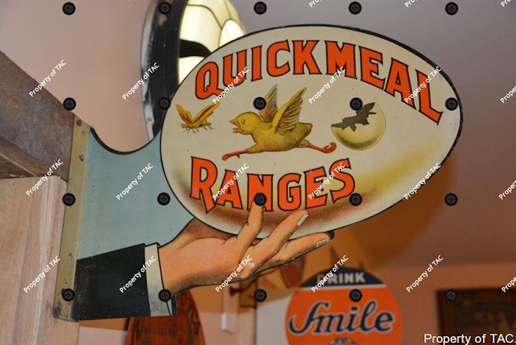 Quick Meal Ranges w/hand holding egg logo sign