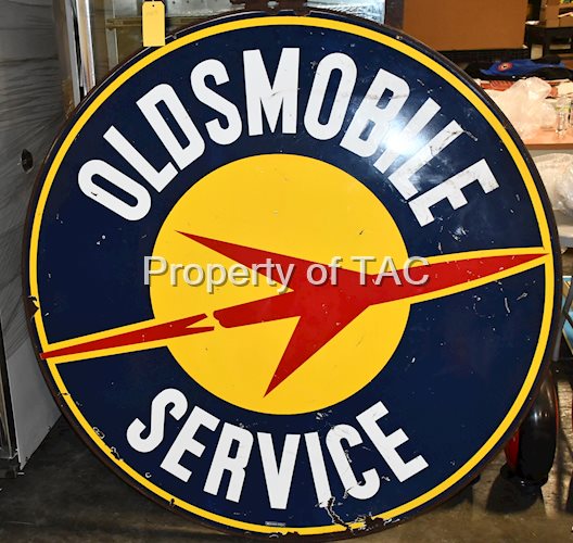 Rare Oldsmobile Service w/Rocket Logo Porcelain Sign (60")