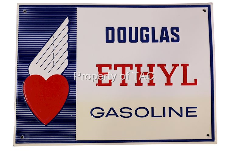 Douglas Ethyl Gasoline w/Logo Metal Pump Sign