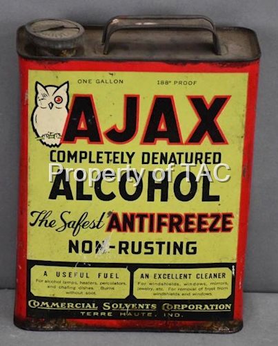 Ajax Alcohol Anti-Freeze w/Owl Logo One Gallon Metal Flat Car