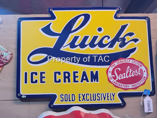 Luick Ice Cream w/Sealtest Logo Porcelain Sign