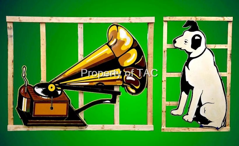 RCA Nipper & Phonograph Cookie Cutter Porcelain Sign
