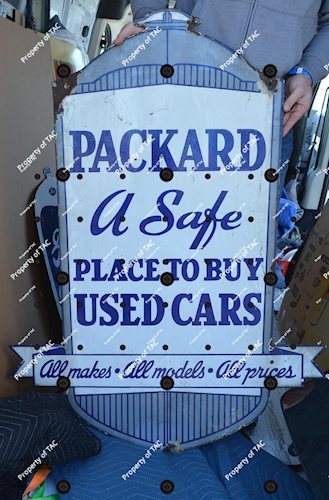 Packard A Safe Place to Buy Used Cars" porcelain sign"