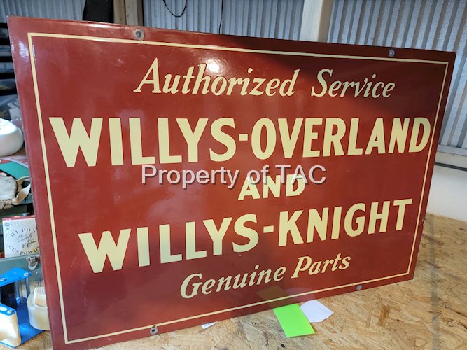 Willys-Overland Willys-Knight Authorized Service Genuine Parts Porcelain Sign